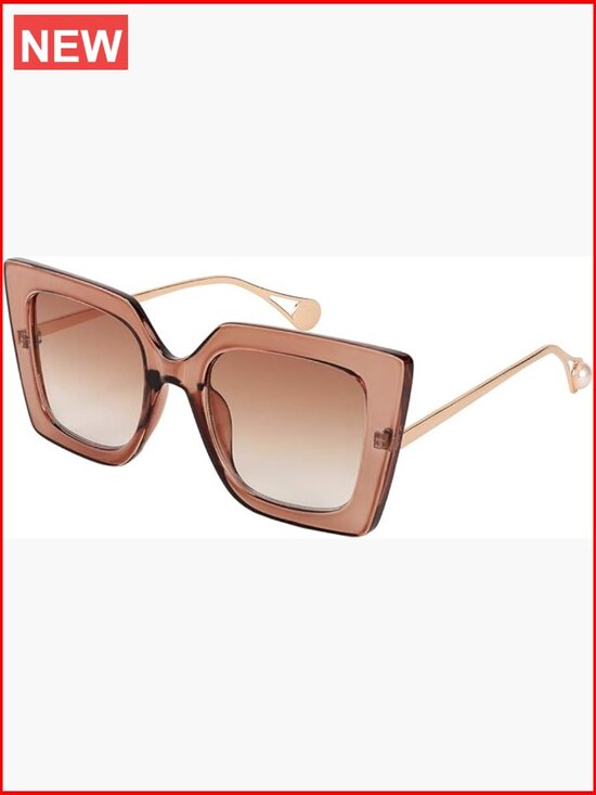 Oversized Square Cat Eye Sunglasses with Pearl Inlay Arms UV400 Protection main image 6